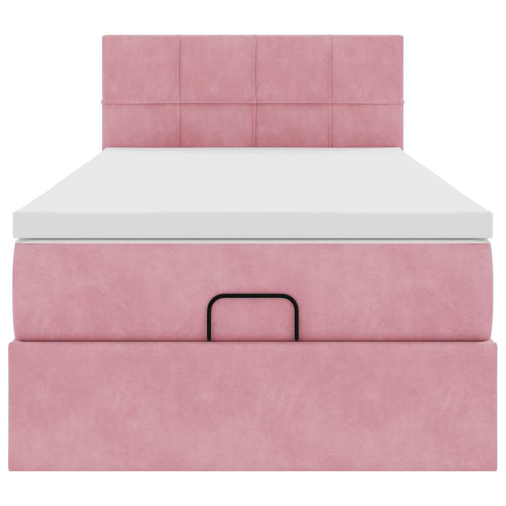 vidaXL Ottomane Bett mit Matratze & LEDs Rosa 80x200 cm Samt