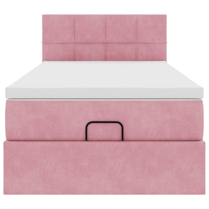 vidaXL Ottomane Bett mit Matratze & LEDs Rosa 80x200 cm Samt