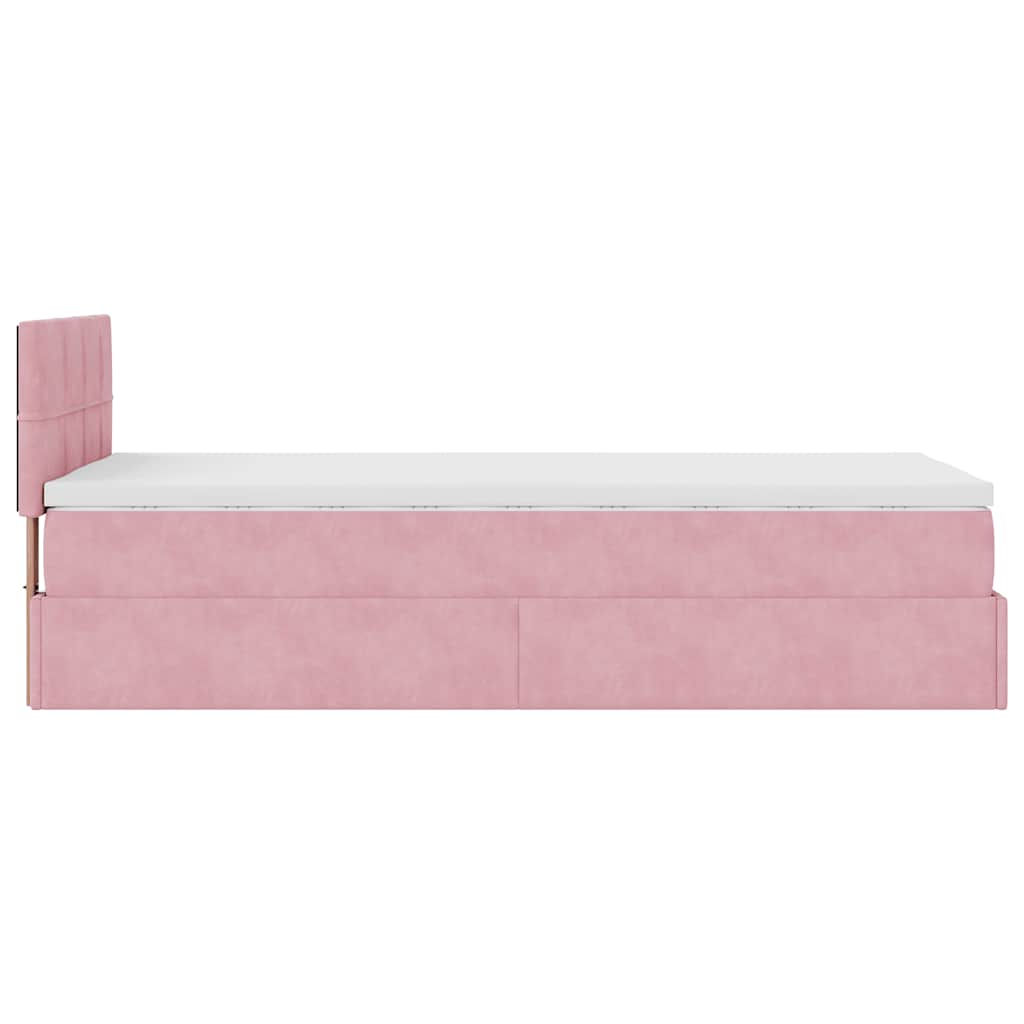vidaXL Ottomane Bett mit Matratze & LEDs Rosa 80x200 cm Samt