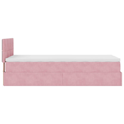 vidaXL Ottomane Bett mit Matratze & LEDs Rosa 80x200 cm Samt