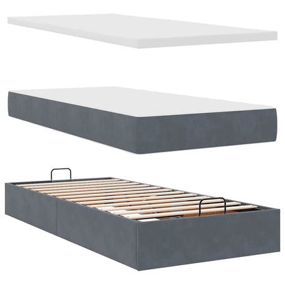 vidaXL Ottoman-Bett mit Matratze & LEDs Dunkelgrau 90x190 cm Samt