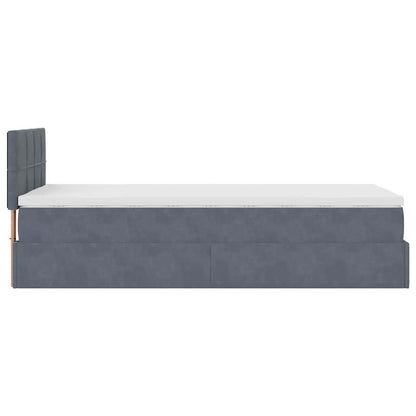 vidaXL Ottoman-Bett mit Matratze & LEDs Dunkelgrau 90x190 cm Samt