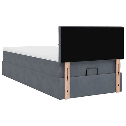 vidaXL Ottoman-Bett mit Matratze & LEDs Dunkelgrau 90x190 cm Samt