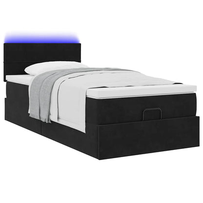 vidaXL Ottoman-Bett mit Matratze & LEDs Schwarz 90x190 cm Samt
