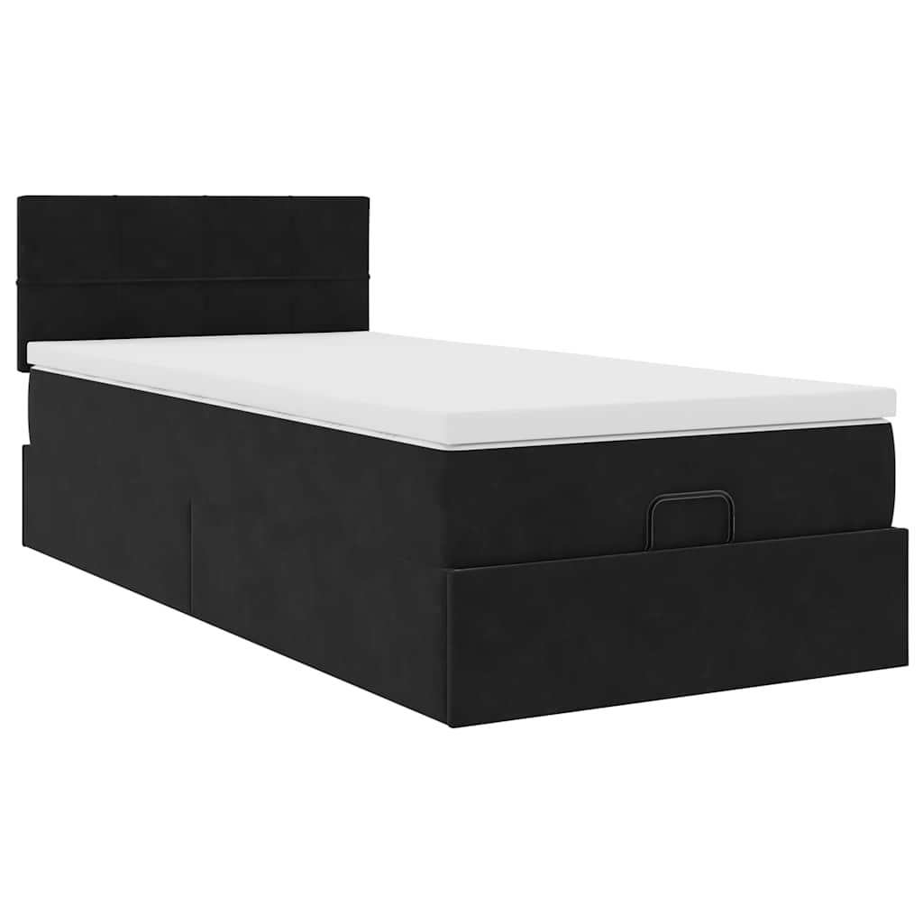 vidaXL Ottoman-Bett mit Matratze & LEDs Schwarz 90x190 cm Samt
