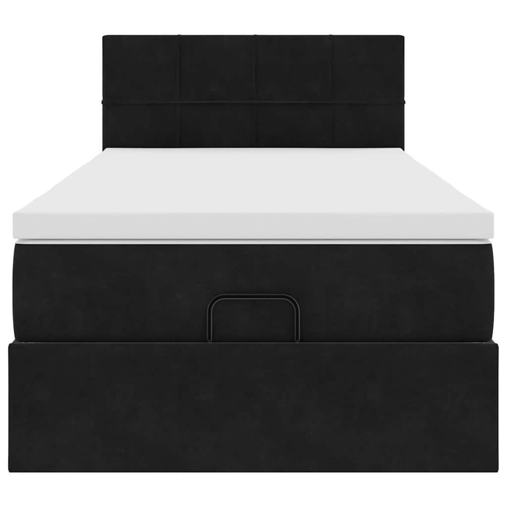 vidaXL Ottoman-Bett mit Matratze & LEDs Schwarz 90x190 cm Samt
