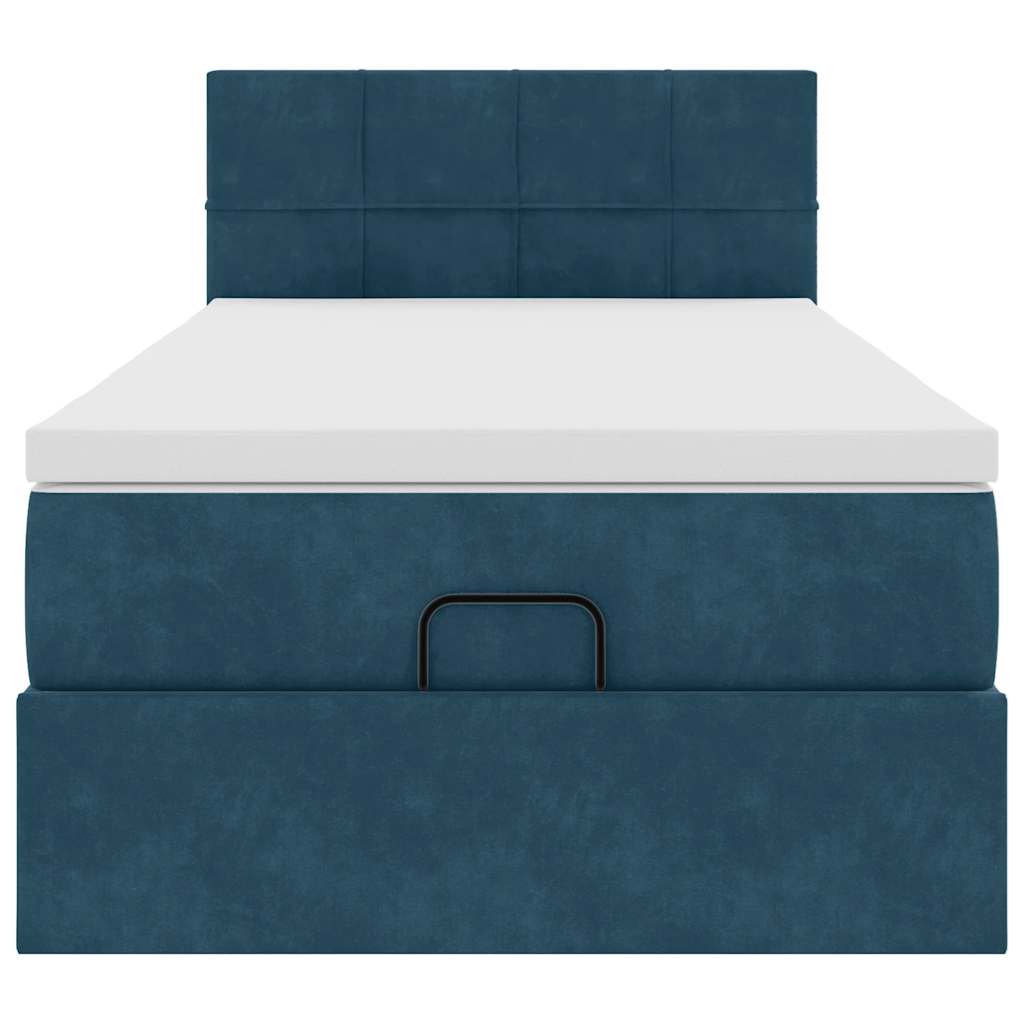 vidaXL Ottoman-Bett mit Matratze & LEDs Dunkelblau 90x190 cm Samt