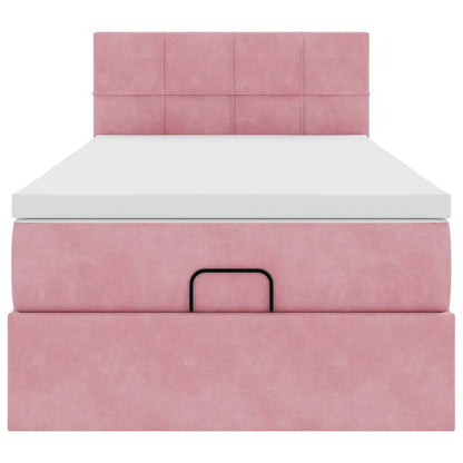 vidaXL Ottoman-Bett mit Matratze & LEDs Rosa 90x190 cm Samt