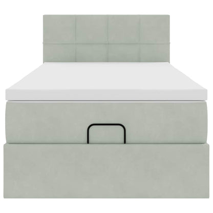 vidaXL Ottoman-Bett mit Matratze & LEDs Hellgrau 90x200 cm Samt