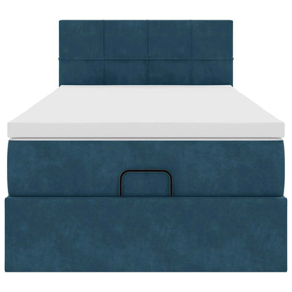 Ottoman-Bett mit Matratze & LEDs Dunkelblau 90x200 cm Samt