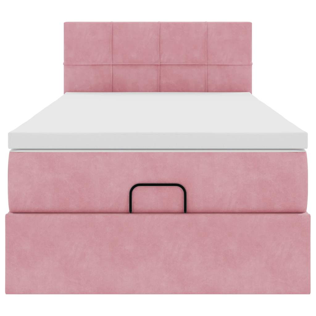 vidaXL Ottoman-Bett mit Matratze & LEDs Rosa 90x200 cm Samt