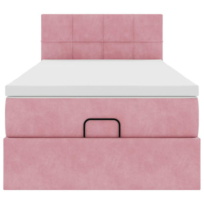 vidaXL Ottoman-Bett mit Matratze & LEDs Rosa 90x200 cm Samt