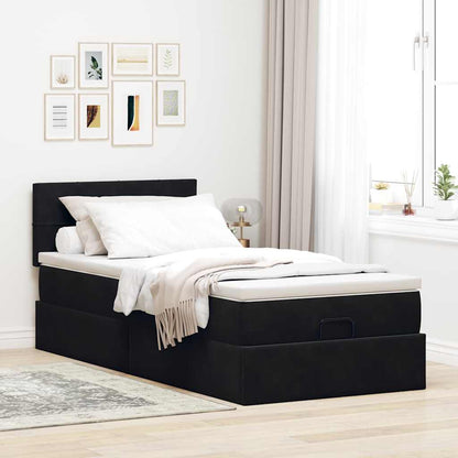 vidaXL Lit ottoman avec matelas et LED Noir 100x200 cm Velours