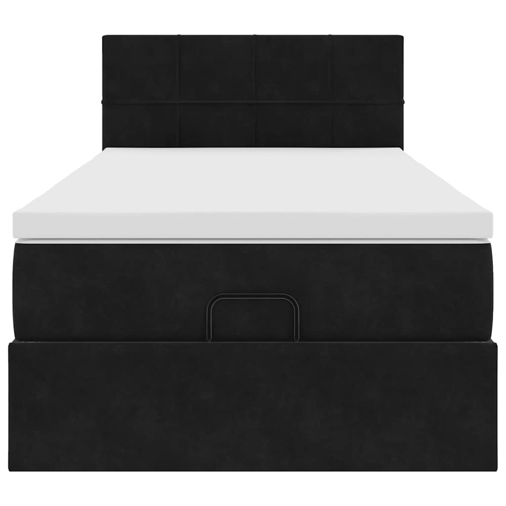vidaXL Lit ottoman avec matelas et LED Noir 100x200 cm Velours