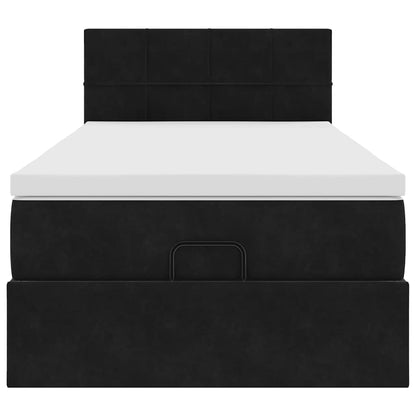 vidaXL Lit ottoman avec matelas et LED Noir 100x200 cm Velours
