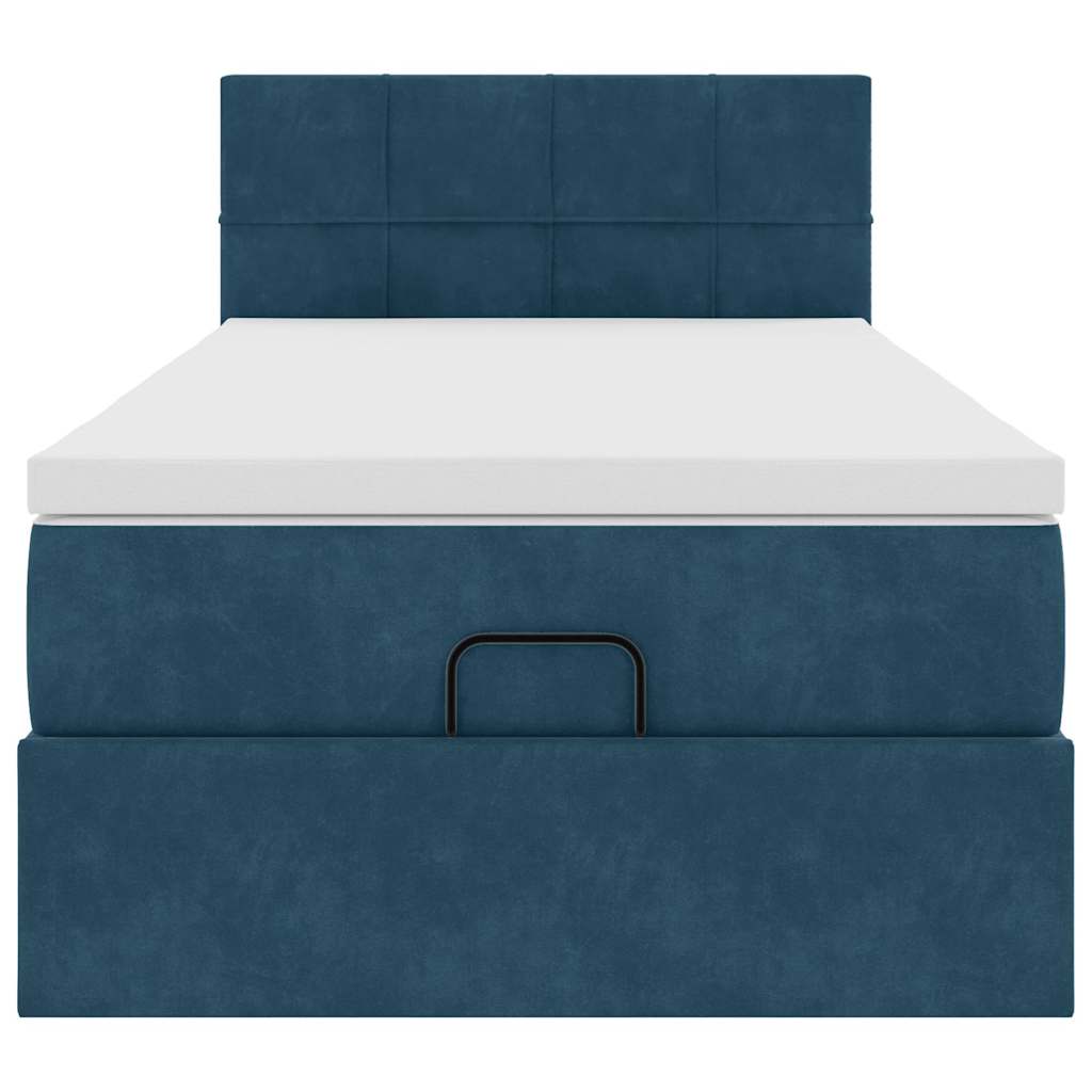 Ottoman-Bett mit Matratze & LEDs Dunkelblau 100x200 cm Samt