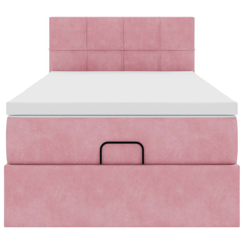 vidaXL Ottoman-Bett mit Matratze & LEDs Rosa 100x200 cm Samt