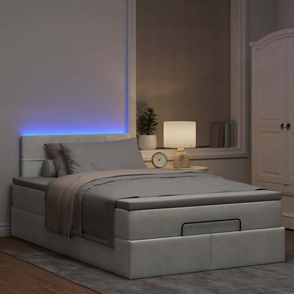 vidaXL Ottomane Bett mit Matratze & LEDs Hellgrau 120x190 cm Samt