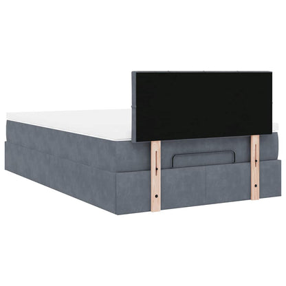 vidaXL Ottomane Bett mit Matratze & LEDs Dunkelgrau 120x190 cm Samt