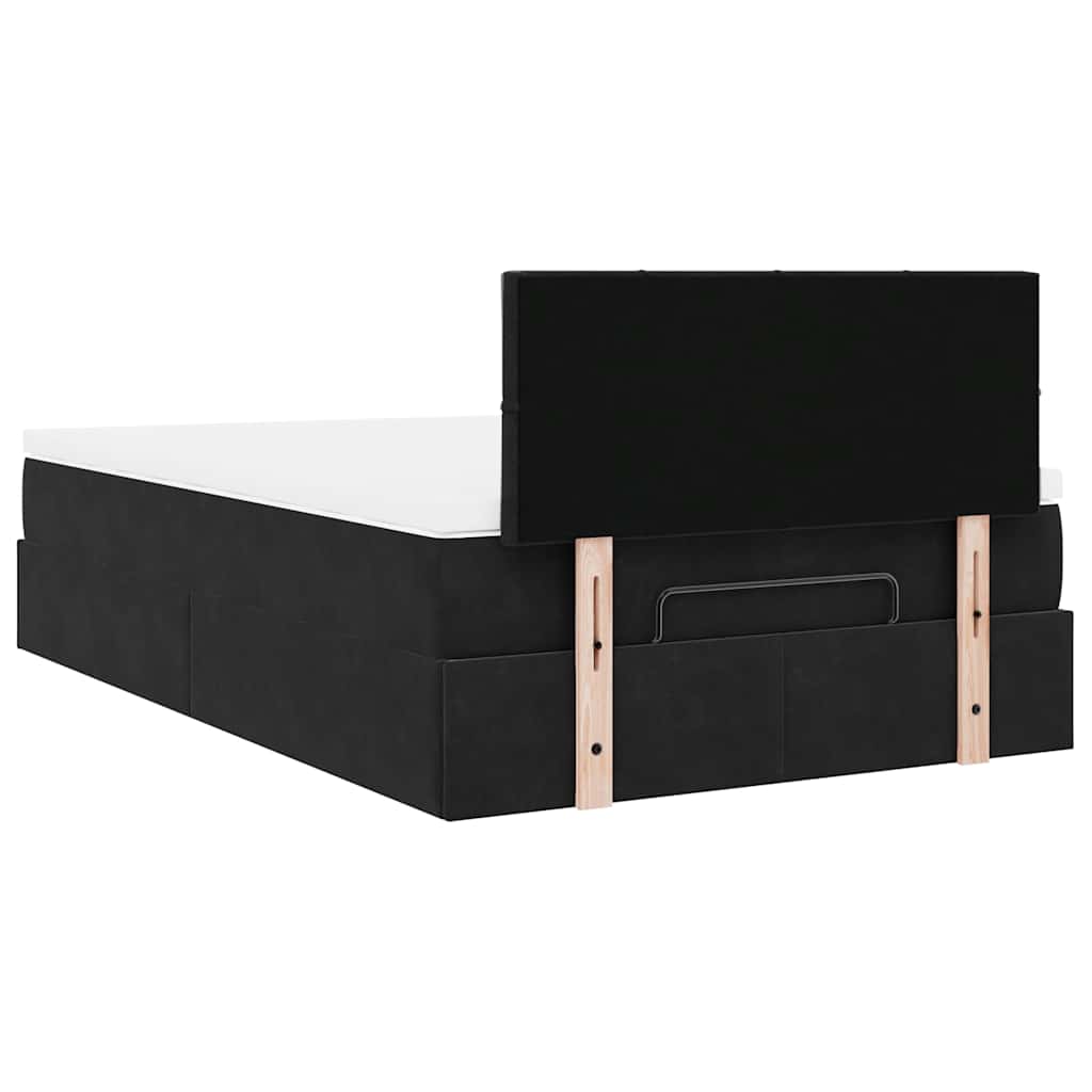 vidaXL Ottomane Bett mit Matratze & LEDs Schwarz 120x190 cm Samt