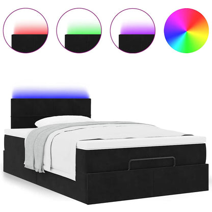 vidaXL Ottomane Bett mit Matratze & LEDs Schwarz 120x190 cm Samt
