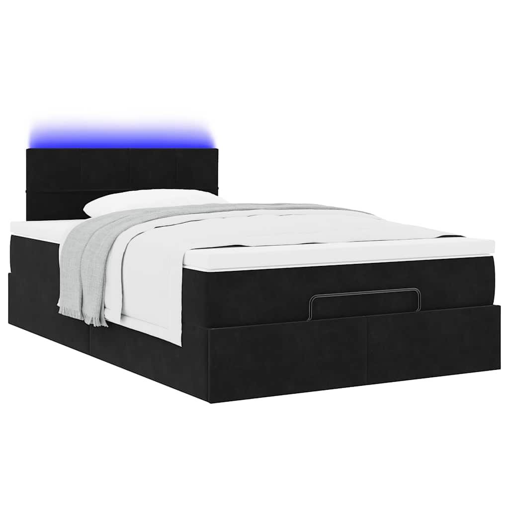 vidaXL Ottomane Bett mit Matratze & LEDs Schwarz 120x190 cm Samt