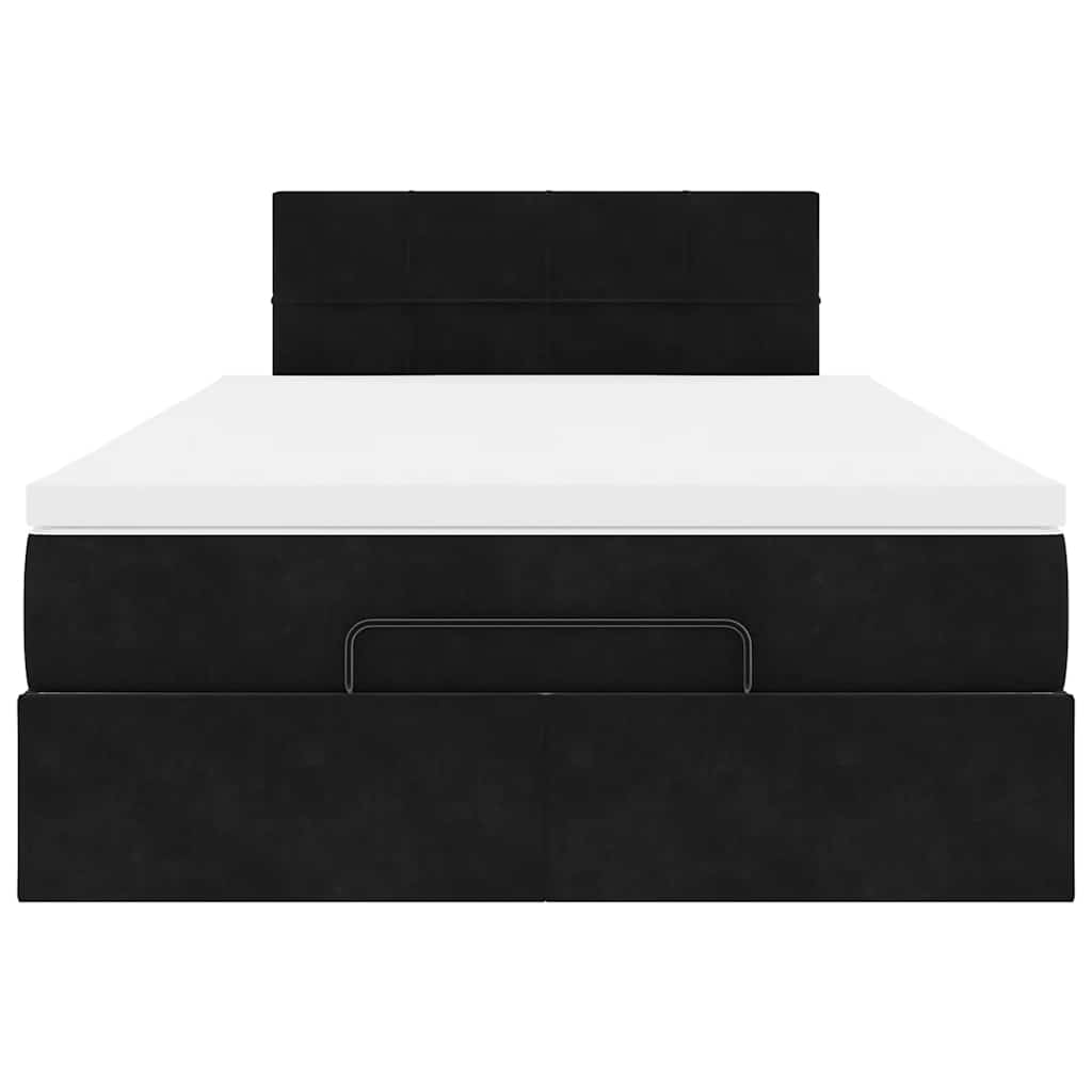 vidaXL Ottomane Bett mit Matratze & LEDs Schwarz 120x190 cm Samt