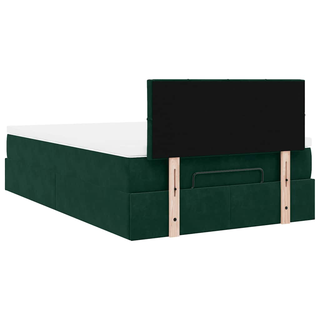 vidaXL Ottomane Bett mit Matratze & LEDs Dunkelgrün 120x190 cm Samt