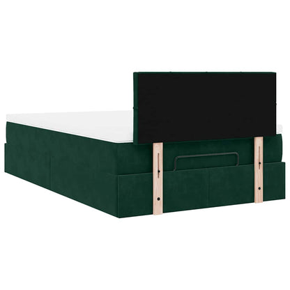 vidaXL Ottomane Bett mit Matratze & LEDs Dunkelgrün 120x190 cm Samt