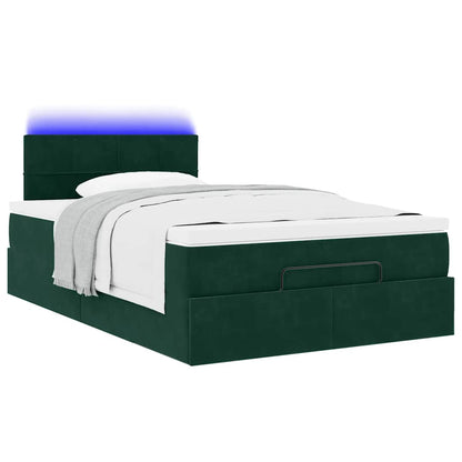 vidaXL Ottomane Bett mit Matratze & LEDs Dunkelgrün 120x190 cm Samt
