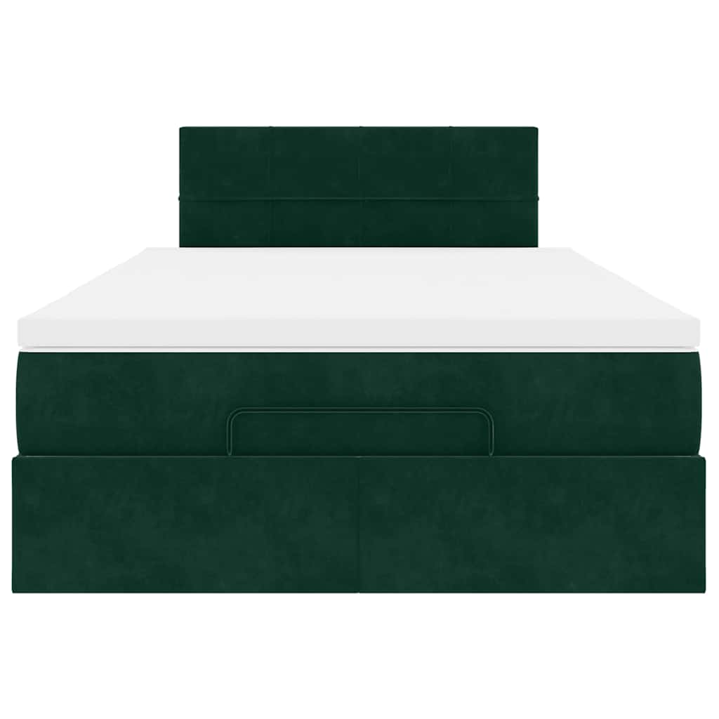 vidaXL Ottomane Bett mit Matratze & LEDs Dunkelgrün 120x190 cm Samt