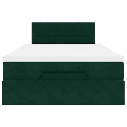 vidaXL Ottomane Bett mit Matratze & LEDs Dunkelgrün 120x190 cm Samt