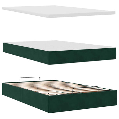 vidaXL Ottomane Bett mit Matratze & LEDs Dunkelgrün 120x190 cm Samt
