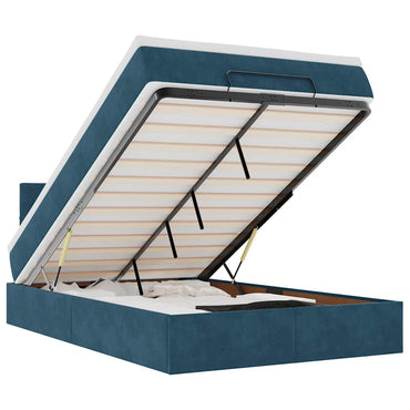 vidaXL Ottomane Bett mit Matratze & LEDs Dunkelblau 120x190 cm Samt