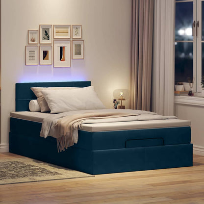 vidaXL Ottomane Bett mit Matratze & LEDs Dunkelblau 120x190 cm Samt