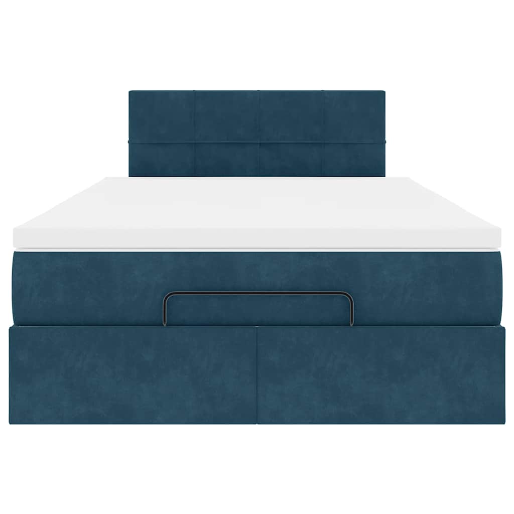vidaXL Ottomane Bett mit Matratze & LEDs Dunkelblau 120x190 cm Samt