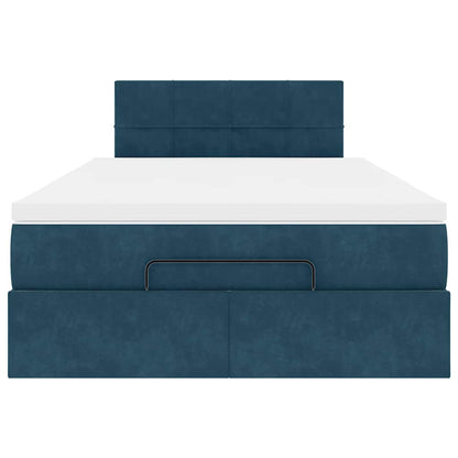 vidaXL Ottomane Bett mit Matratze & LEDs Dunkelblau 120x190 cm Samt