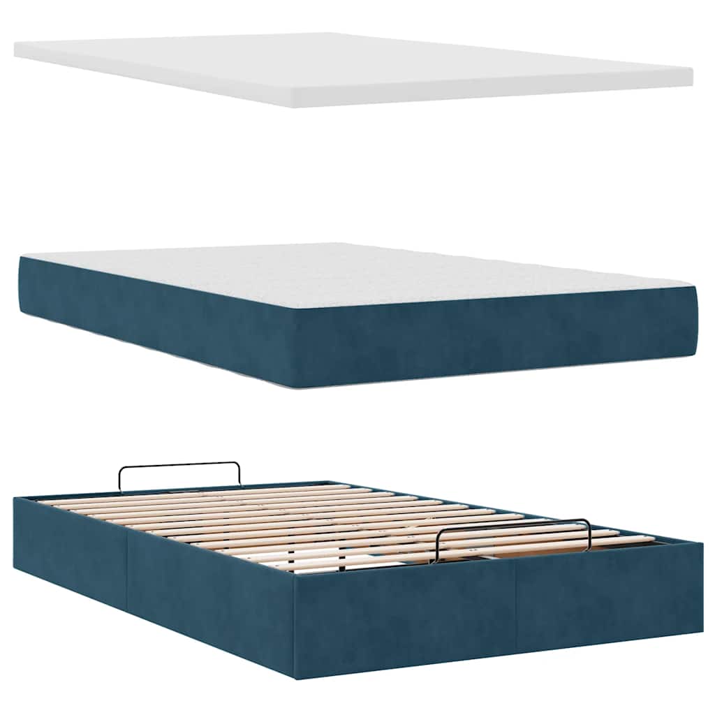 vidaXL Ottomane Bett mit Matratze & LEDs Dunkelblau 120x190 cm Samt