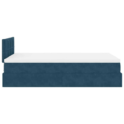 vidaXL Ottomane Bett mit Matratze & LEDs Dunkelblau 120x190 cm Samt