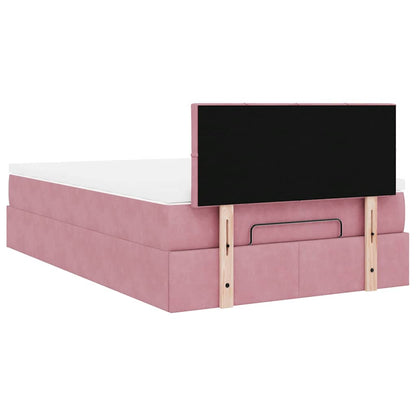 vidaXL Ottomane Bett mit Matratze & LEDs Rosa 120x190 cm Samt