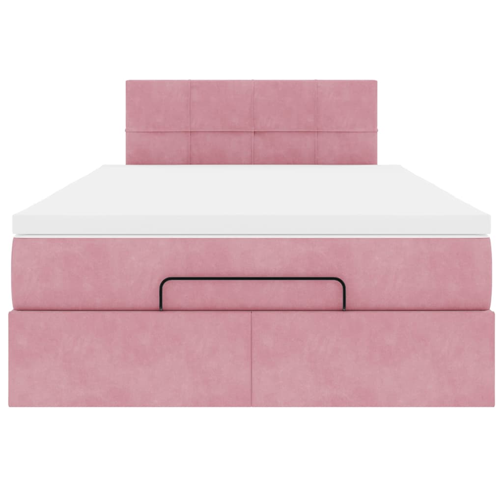 vidaXL Ottomane Bett mit Matratze & LEDs Rosa 120x190 cm Samt