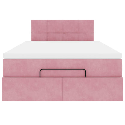 vidaXL Ottomane Bett mit Matratze & LEDs Rosa 120x190 cm Samt