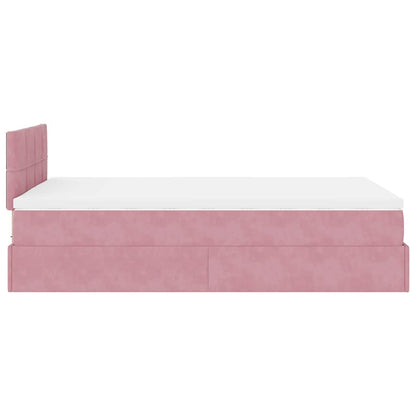 vidaXL Ottomane Bett mit Matratze & LEDs Rosa 120x190 cm Samt