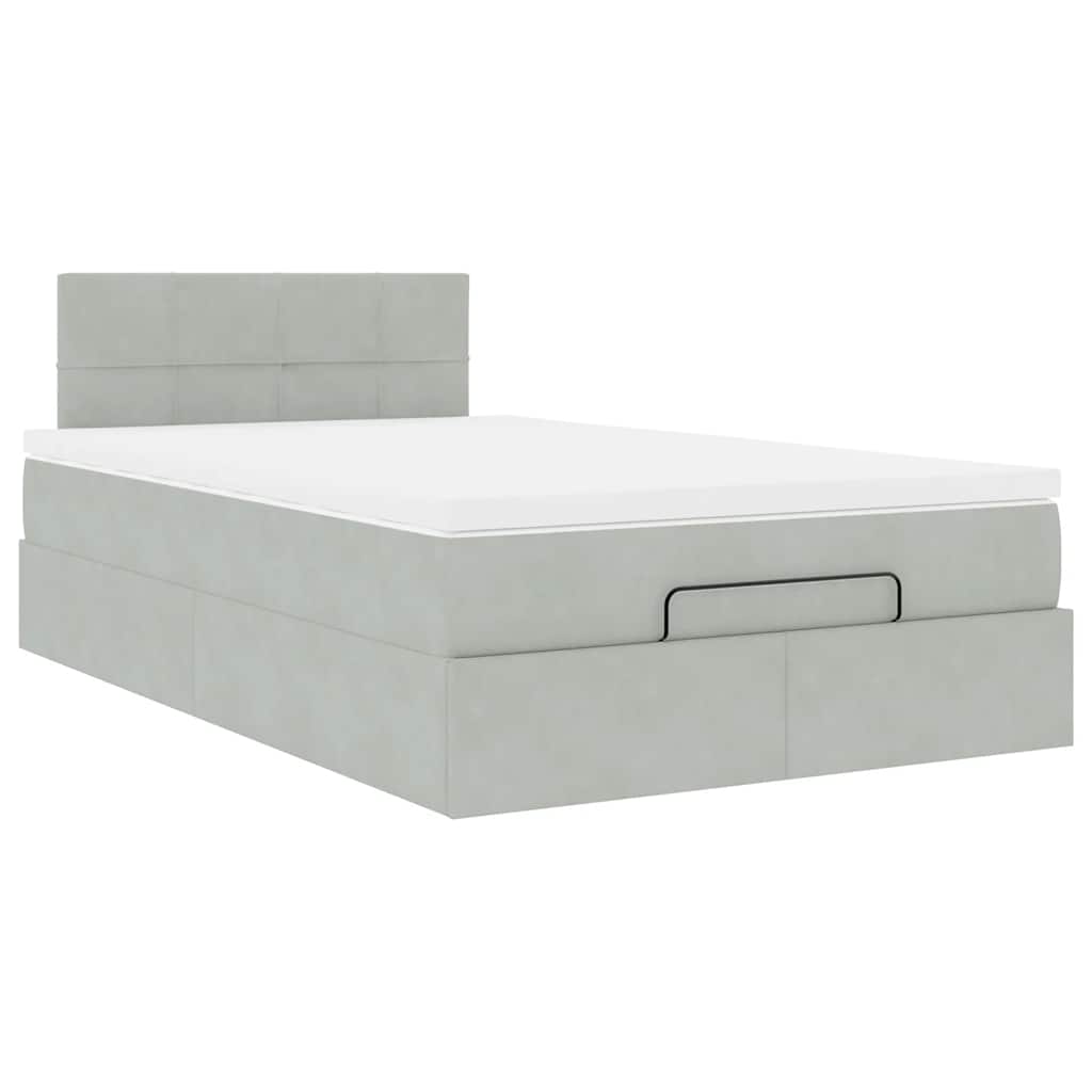vidaXL Lit ottoman avec matelas et LED gris clair 120x200 cm Velours