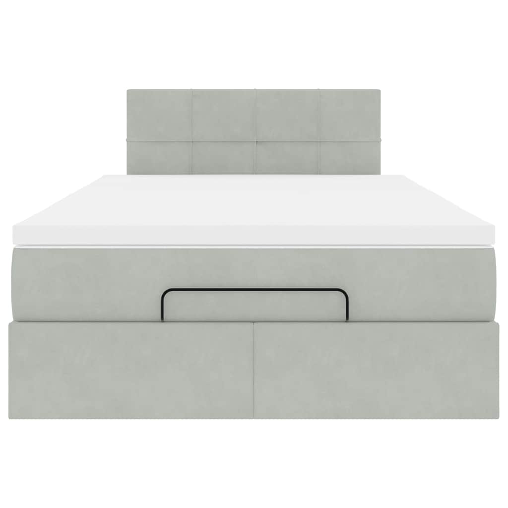 vidaXL Lit ottoman avec matelas et LED gris clair 120x200 cm Velours