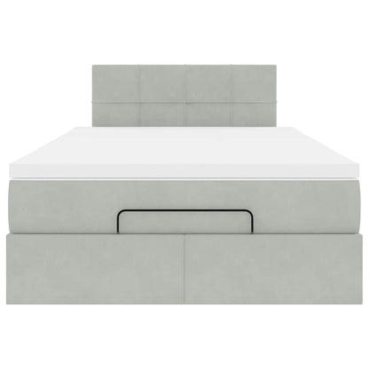 vidaXL Lit ottoman avec matelas et LED gris clair 120x200 cm Velours