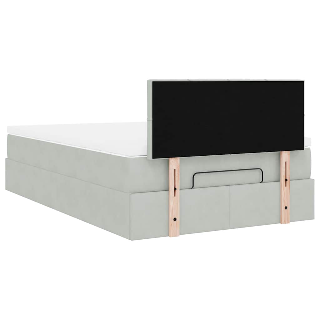 vidaXL Lit ottoman avec matelas et LED gris clair 120x200 cm Velours