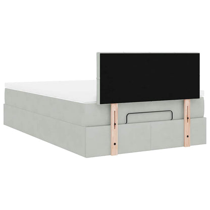 vidaXL Lit ottoman avec matelas et LED gris clair 120x200 cm Velours