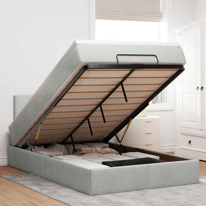 vidaXL Lit ottoman avec matelas et LED gris clair 120x200 cm Velours
