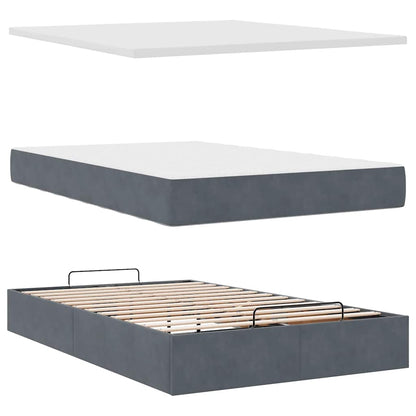 vidaXL Ottoman-Bett mit Matratze & LEDs Dunkelgrau 120x200 cm Samt